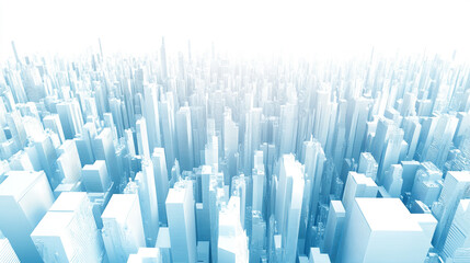skyscrapers in white and blue with geometric tower patterns and a perspective view symbolizing modern architecture, finance, and corporate business designs for brochures and templates