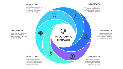 Creative concept for infographic with 6 steps, options, parts or processes. Business data visualization.