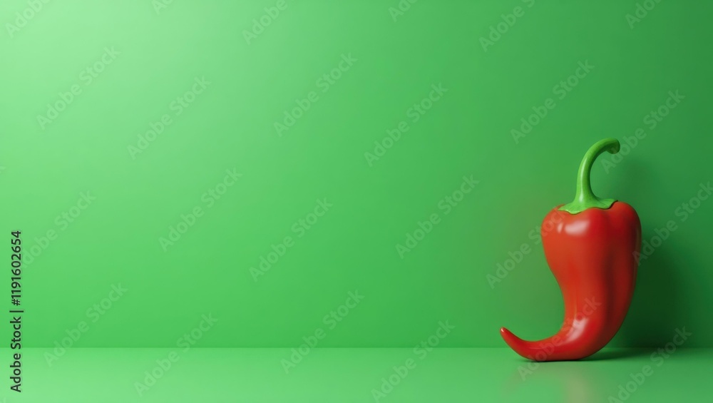Poster chili pepper red dash cam on left. soft orange background. copy space for text, 3d render ai generat
