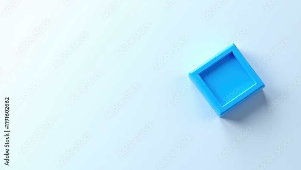 Poster cerulean blue microchip on left. soft blue background. copy space for text, 3d render ai generated d