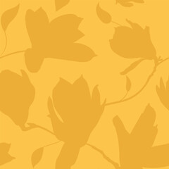 WebMonochromatic Yellow Magnolia Silhouette Pattern with Subtle Floral Design