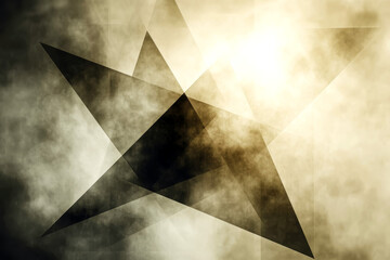 Geometric abstract background with smoky textures and golden hues