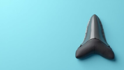 Graphite gray prehistoric shark tooth on right. Black inflatable shark