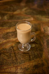 Coffee drink a glass cup.