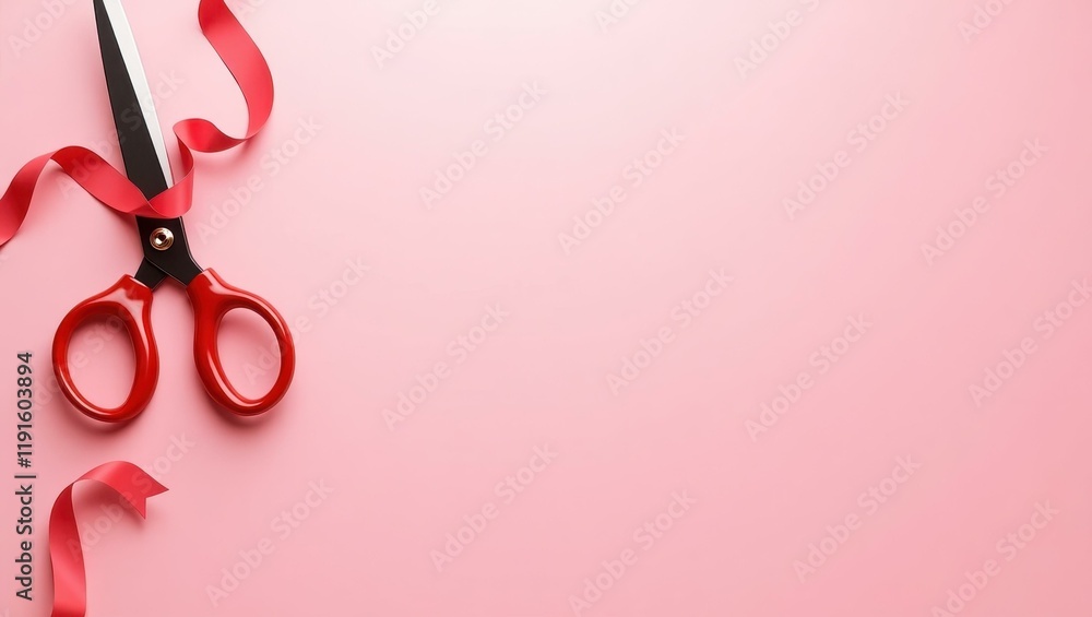 Poster ruby red safe on left. soft pink background. copy space for text, 3d render ai generated designer el