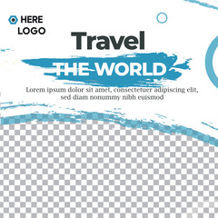 Travel the World Holiday travel time tour social media post Instagram post or web banner template vector promotion explore adventure Tourism Business Marketing summer hotel promotion vacation journey