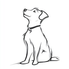 Fototapeta premium Happy dog sitting, white background, pet illustration, design element