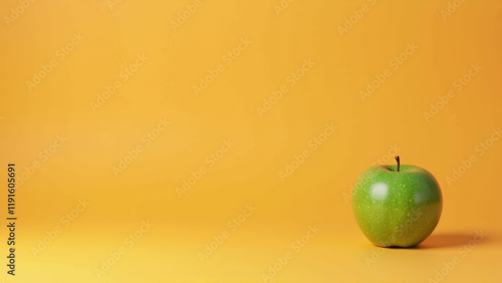 Poster rich avocado green apple on left. soft red background. copy space for text, 3d render ai generated d