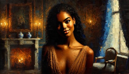 Fototapeta premium Golden Glow on Graceful Features