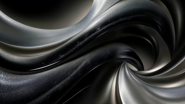 black and white silk, smooth gradient black wave moving on abstract background for design resources