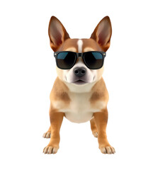 Cool Dog with Sunglasses Illustration on Transparent Background for Design Overlays and Fun Projects