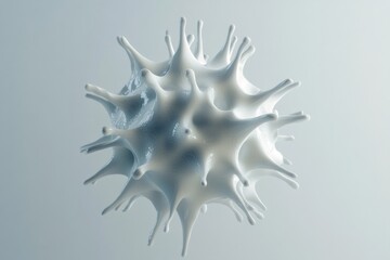 Minimalistic graphical representation of a virus with intricate surface details against a subtle background. Generative AI