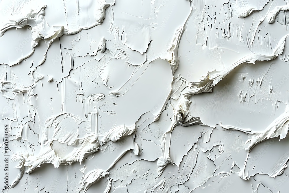 Poster Abstract white textured background with peeling paint and cracked plaster creating a dynamic pattern perfect for modern design projects and artistic backgrounds.