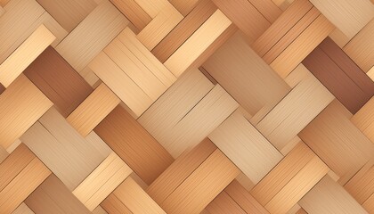 Woven pattern of various shades of brown and beige wooden sticks arranged in an interlocking design.