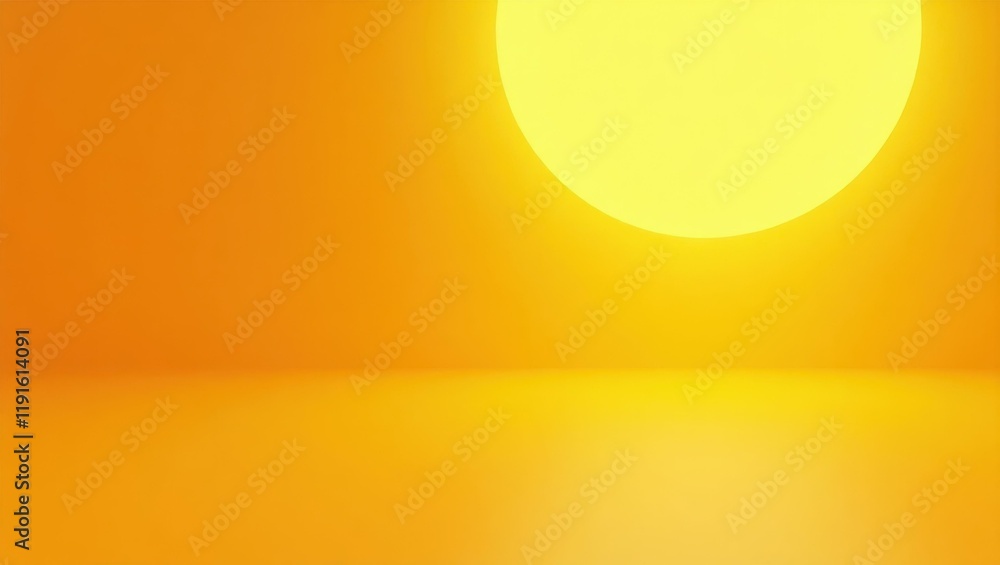 Poster sun yellow digital highlighter on left. soft white background. copy space for text, 3d render ai gen