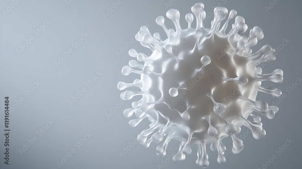 Poster minimalistic graphical representation of a virus highlights its structure and design in a clean sett