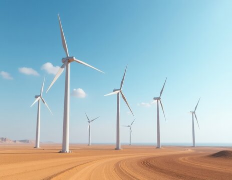 Wind generators in the desert.