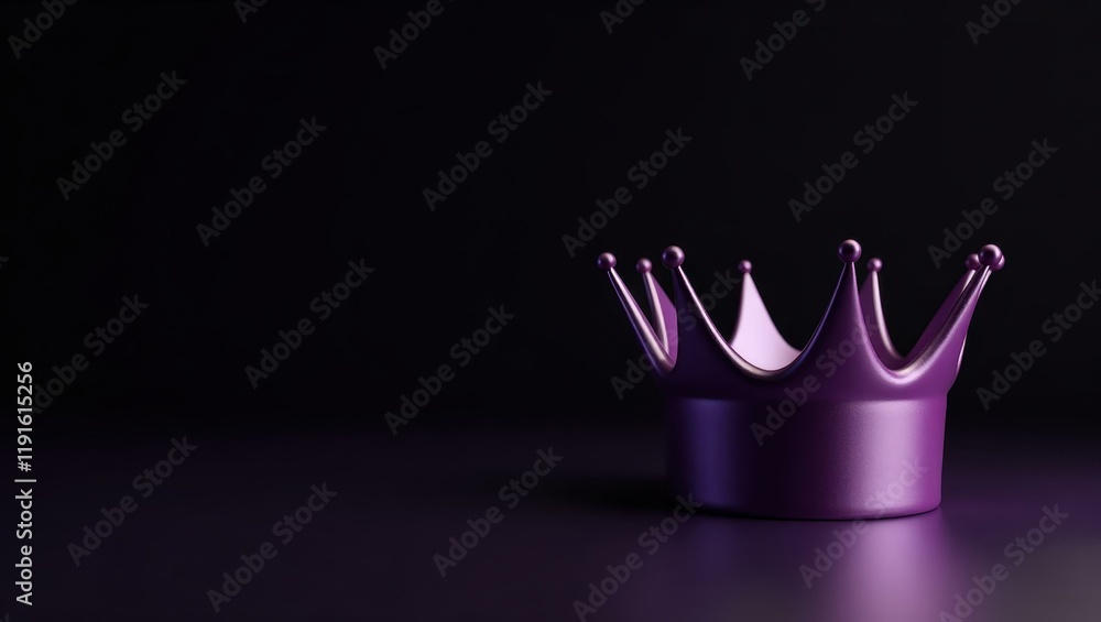 Poster royal purple and gold scepter on right. soft white background. copy space for text, 3d render ai gen