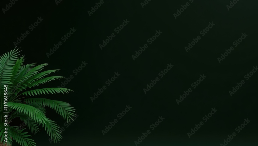Aufkleber emerald green palm tree on right. soft purple background. copy space for text, 3d render ai generate