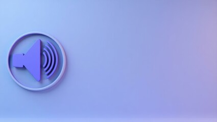 Violet compass on left. Blue speaker icon on purple background, audio