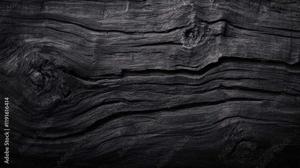 Poster dark textured wooden surface with deep grain patterns and natural knots creating a rustic and bold a