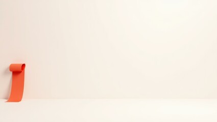 Coral orange bookmark on left. Orange roll of tape on white wall minim