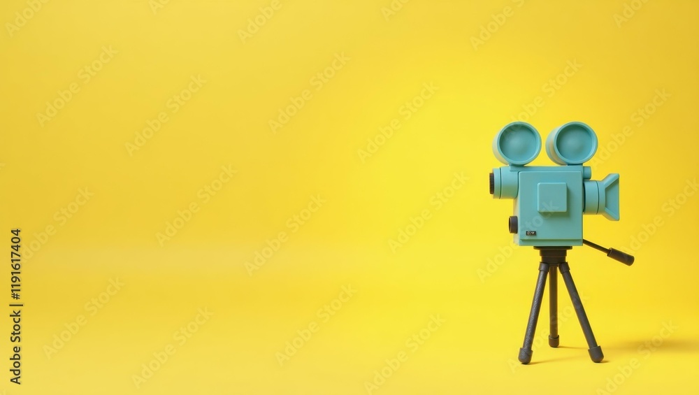 Fototapete azure blue light switch on left. soft red background. copy space for text, 3d render ai generated de