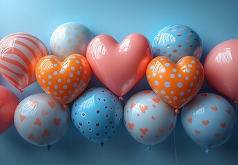 Fototapeta premium Heart-Shaped Balloon Cluster