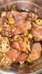 meat, meat in the marinade, chicken in the marinade, diet, food, seasoning