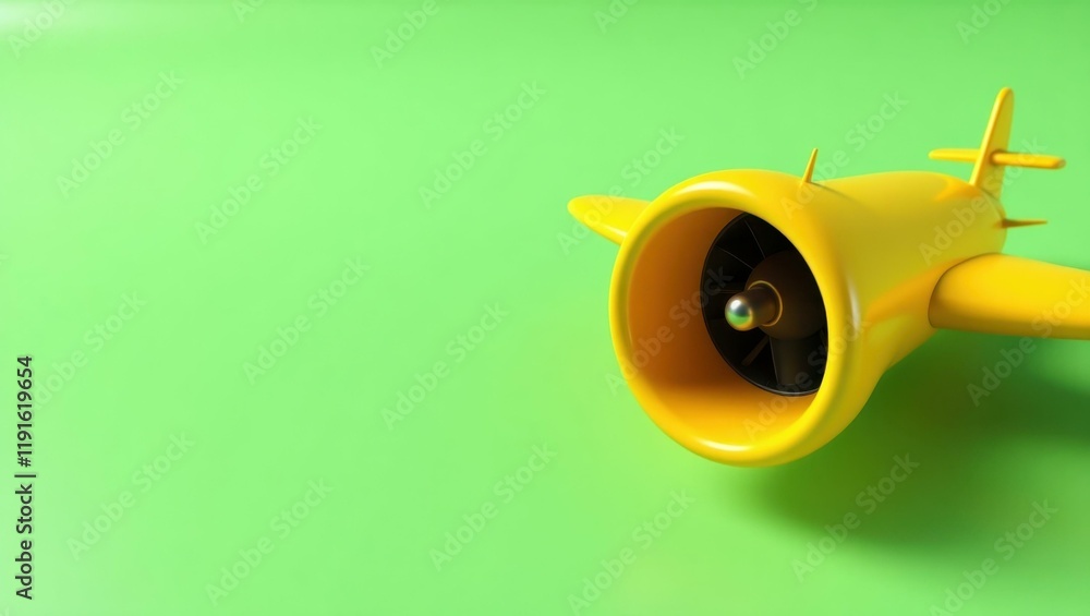 Poster canary yellow corn stalk on left. soft yellow background. copy space for text, 3d render ai generate