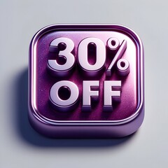 Purple Metallic Discount Badge With 30 Percent Off Announcement