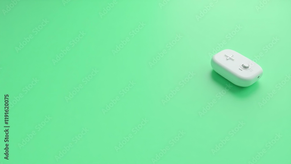 Poster white streaming controller icon on left. soft red background. copy space for text, 3d render ai gene