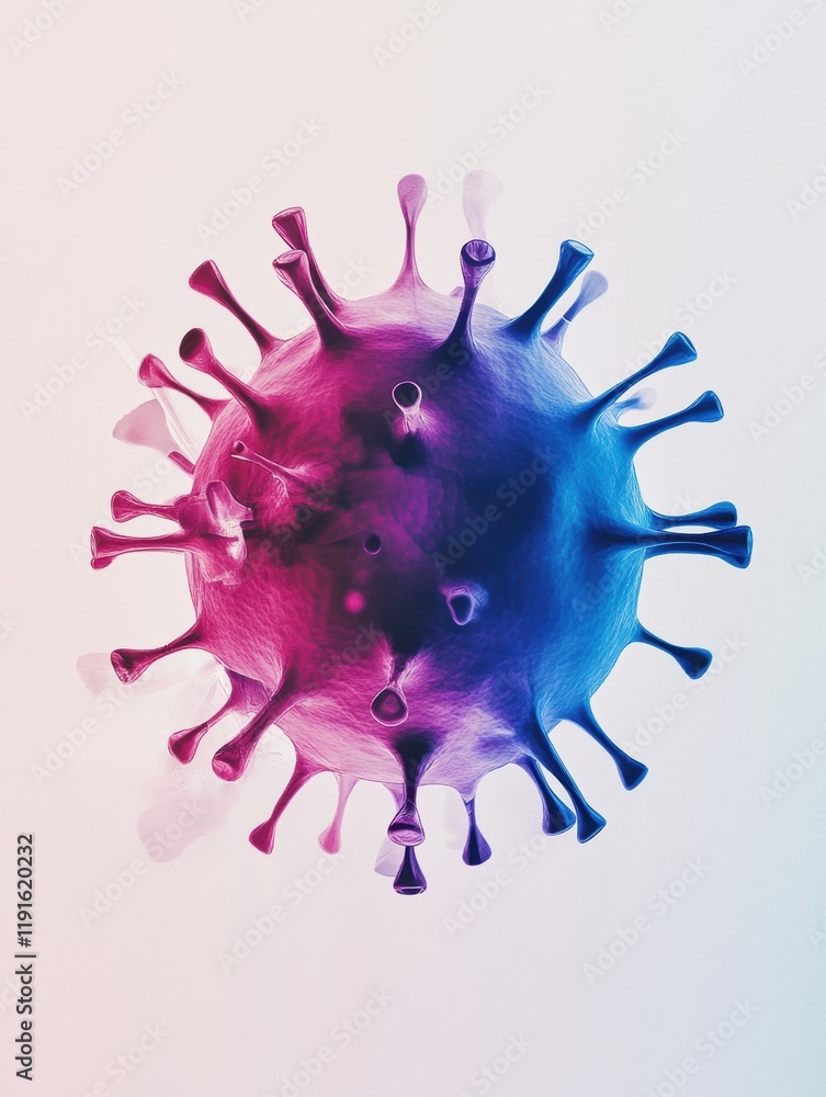 Fototapete Graphical representation of a virus showcasing vibrant colors and minimalistic design elements for scientific illustration. Generative AI