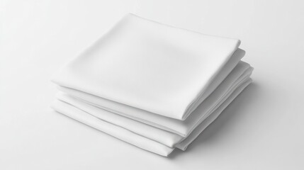 Stack of folded white napkins on a plain surface.