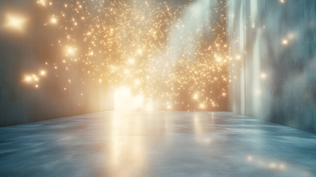 A surreal scene of constellations materializing through a canvas their glowing forms casting shadows across the room.