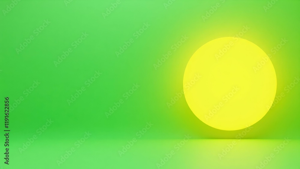 Poster sun yellow digital highlighter on left. soft white background. copy space for text, 3d render ai gen
