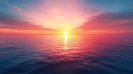 Obraz premium A beautiful sunset over the ocean with a pink and orange sky