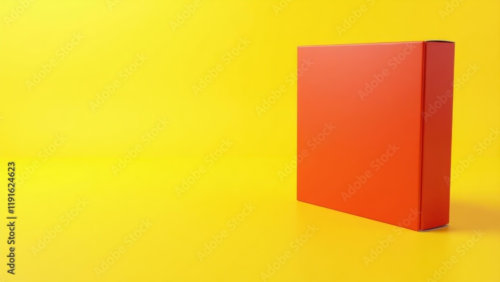 Poster tomato red unboxing knife on right. soft orange background. copy space for text, 3d render ai genera