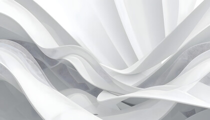 Abstract white flowing curves, 3D render.