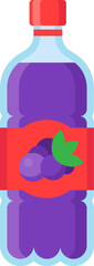 Refreshing grape juice housed in a plastic bottle, showcasing a vibrant red label and cap, offering a quick, tasty beverage option for warm days and healthy living