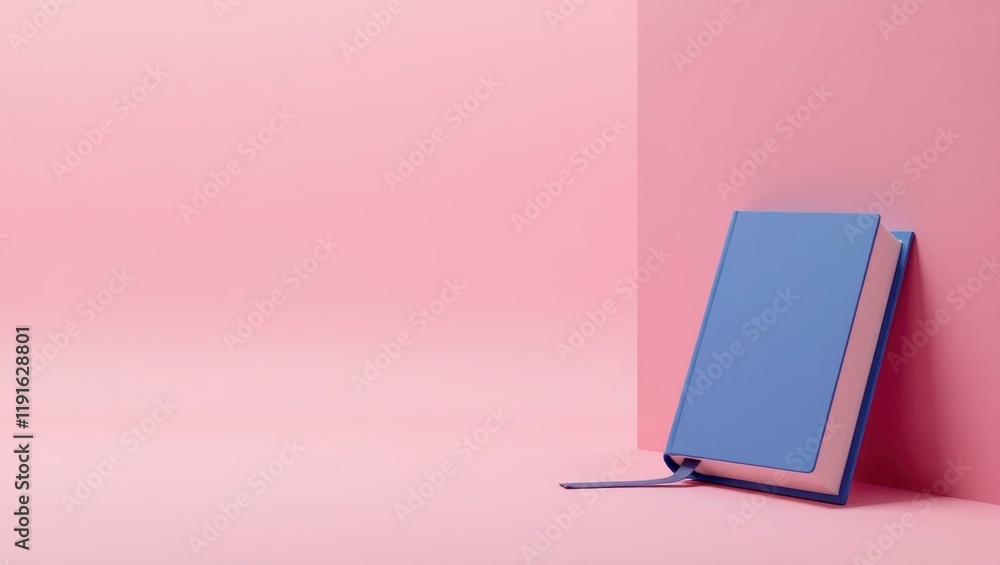 Poster indigo zodiac book on left. soft pink background. copy space for text, 3d render ai generated design