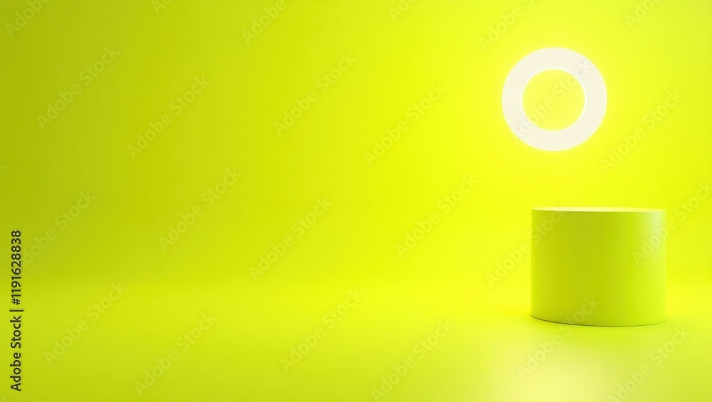 Poster lime green 3d printer on left. soft pink background. copy space for text, 3d render ai generated des