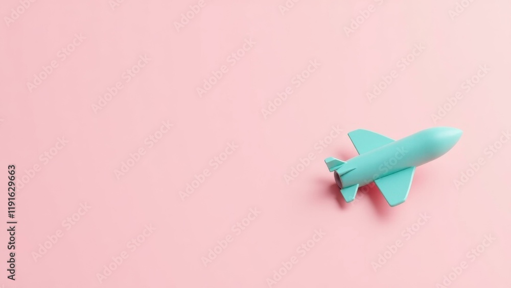 Aufkleber turquoise dumbbell on right. soft orange background. copy space for text, 3d render ai generated des