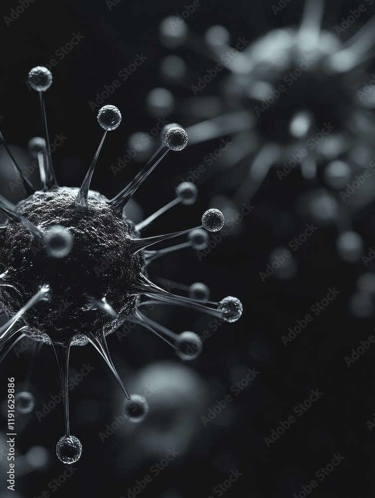 Aufkleber detailed graphical representation of a virus highlighting structural features in a minimalistic styl
