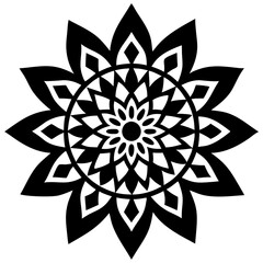 Simple mandala silhouette vector Art design, Floral mandala Illustration, ornament, flower, design, outline, template, pattern, ethnic. mandala design for invitation card, coloring book.