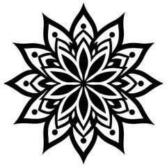 Simple mandala silhouette vector Art design, Floral mandala Illustration, ornament, flower, design, outline, template, pattern, ethnic. mandala design for invitation card, coloring book.