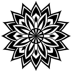 Simple mandala silhouette vector Art design, Floral mandala Illustration, ornament, flower, design, outline, template, pattern, ethnic. mandala design for invitation card, coloring book.