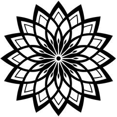 Simple mandala silhouette vector Art design, Floral mandala Illustration, ornament, flower, design, outline, template, pattern, ethnic. mandala design for invitation card, coloring book.