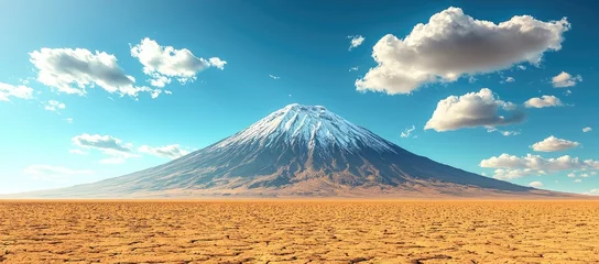 Fototapete Rund Majestic snow capped volcano dominates arid desert landscape © M_H_L