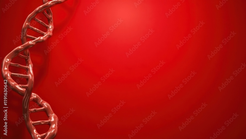 Poster rich red dna helix on right. soft black background. copy space for text, 3d render ai generated desi